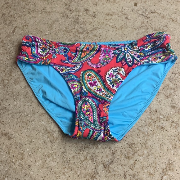 NWOT Tommy Bahama Paisley Keys Reversible Shirred Bikini Bottoms Size XL - Picture 2 of 8